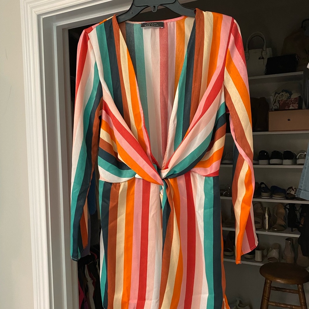 blue blush VICI Twist Front Mini Dress